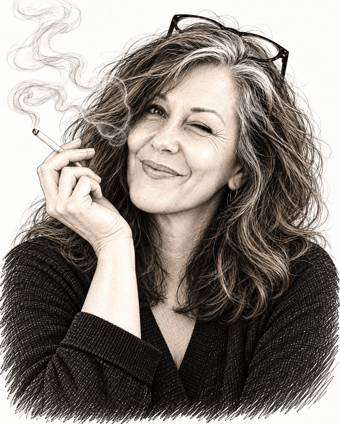 Portrait illustré de Karine Marquis, designer UX